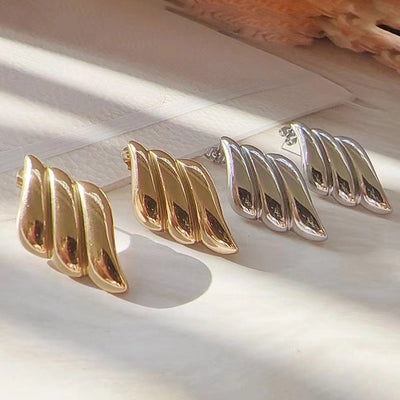 1 Pair Simple Style Wings Plating 304 Stainless Steel 18K Gold Plated Ear Studs