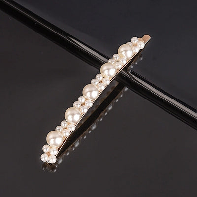 simple style geometric bow knot imitation pearl alloy plastic hair clip 1 piece