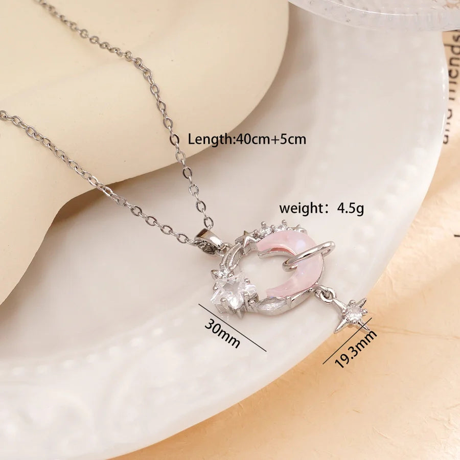 Jewelry Glam Lady Sexy Moon 304 Stainless Steel Copper Pendant Necklace