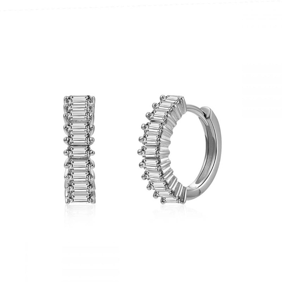 1 Pair IG Style Shiny Geometric Inlay Copper Zircon Gold Plated Earrings