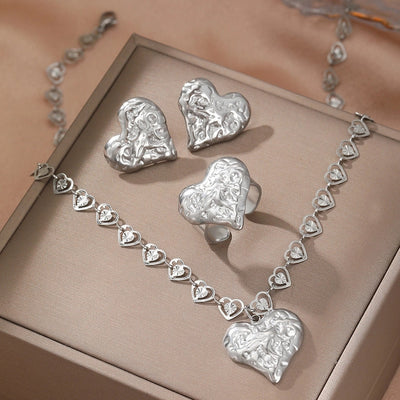 Jewelry Simple Style Classic Style Heart Shape 304 Stainless Steel Plating Jewelry Set