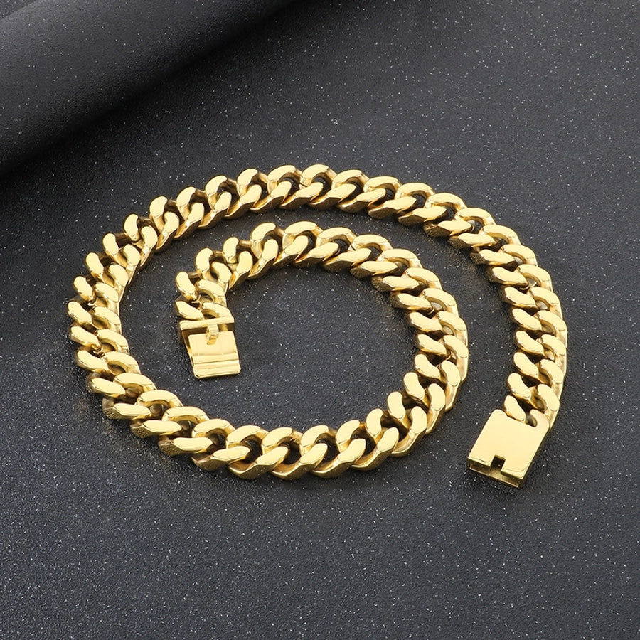 Domineering Fashion Personalized Stainless Steel Vacuum Electroplating Four-Sided Grinding Men's Necklace