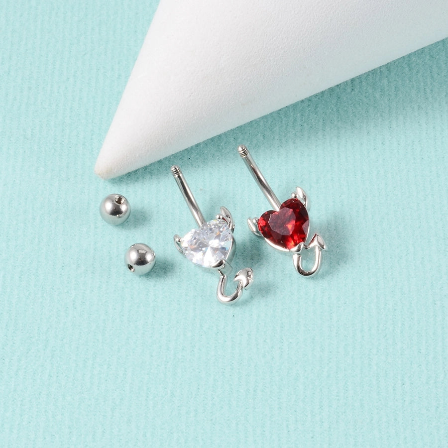 1 Piece Belly Rings IG Style Casual Cool Style Heart Shape 304 Stainless Steel Plating Zircon 18K Gold Plated