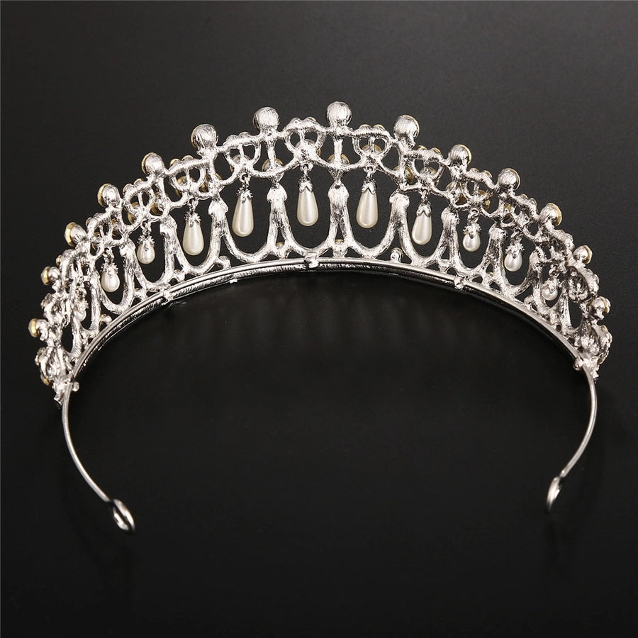 Baroque Queen  Large Crown Pearl Rhinestone Hair Accessories Bride Crown European Style Wedding Princess Crown Headwear