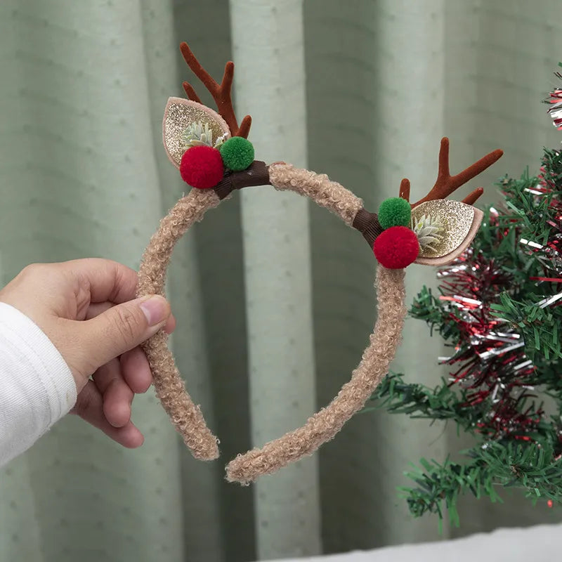 Christmas Fashion Women'S Antlers Flocking Handmade Hair Band