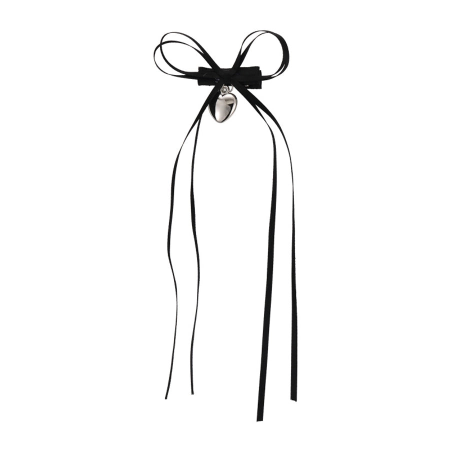 Women's Princess Cute Sweet Heart Shape Bow Knot Cloth Hair Clip