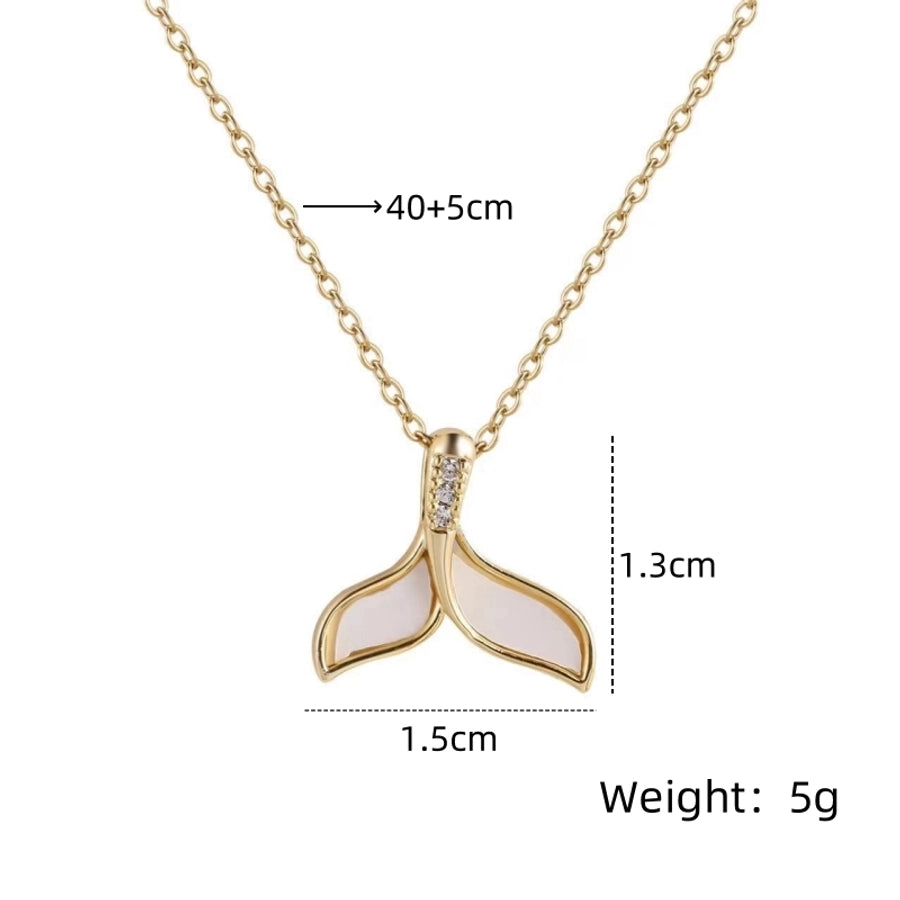 201 Stainless Steel Copper Gold Plated Plating Inlay Leaves Acrylic Zircon Pendant Necklace