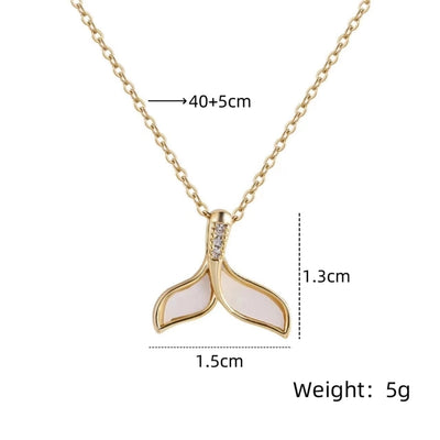 201 Stainless Steel Copper Gold Plated Plating Inlay Leaves Acrylic Zircon Pendant Necklace
