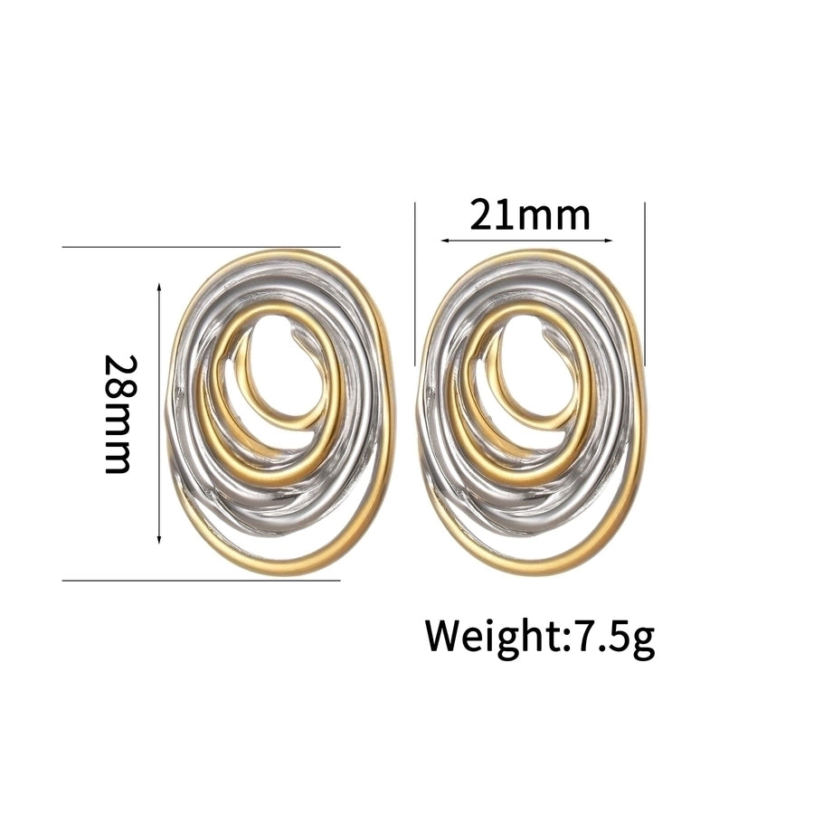 1 Pair Artistic Geometric Waves Plating 304 Stainless Steel Ear Studs