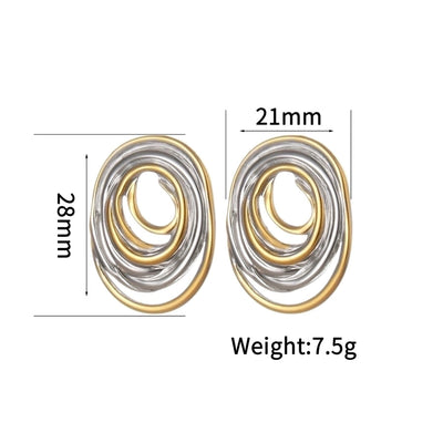 1 Pair Artistic Geometric Waves Plating 304 Stainless Steel Ear Studs
