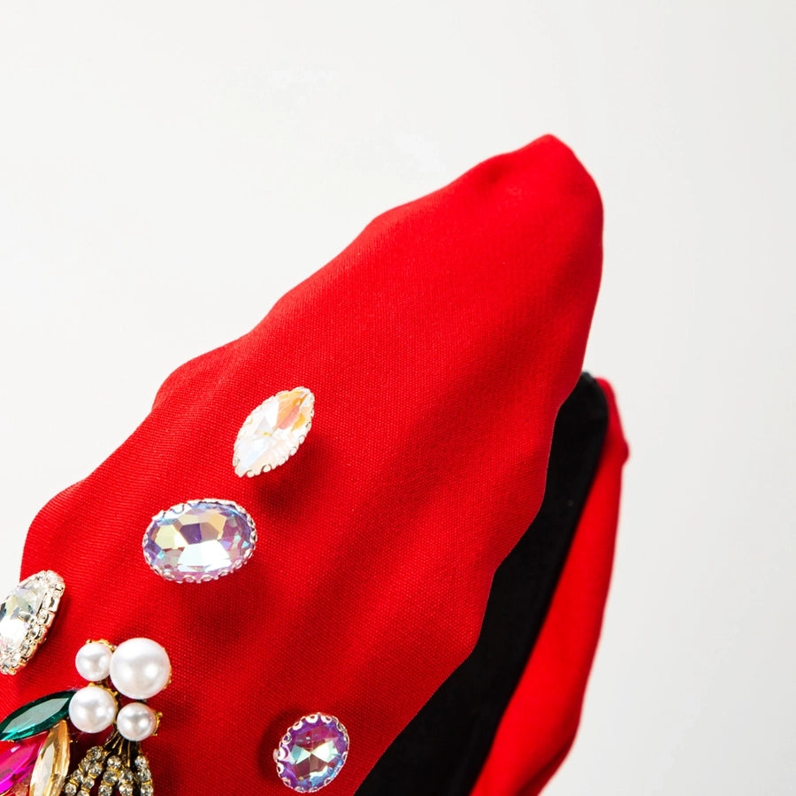 elegant luxurious irregular cloth inlay artificial pearls rhinestones hair band