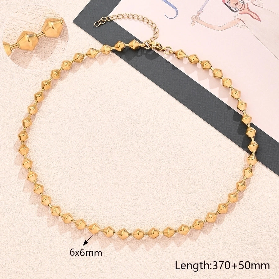 Jewelry Modern Style Simple Style Round Oval Solid Color 304 Stainless Steel 18K Gold Plated Polishing Plating Necklace