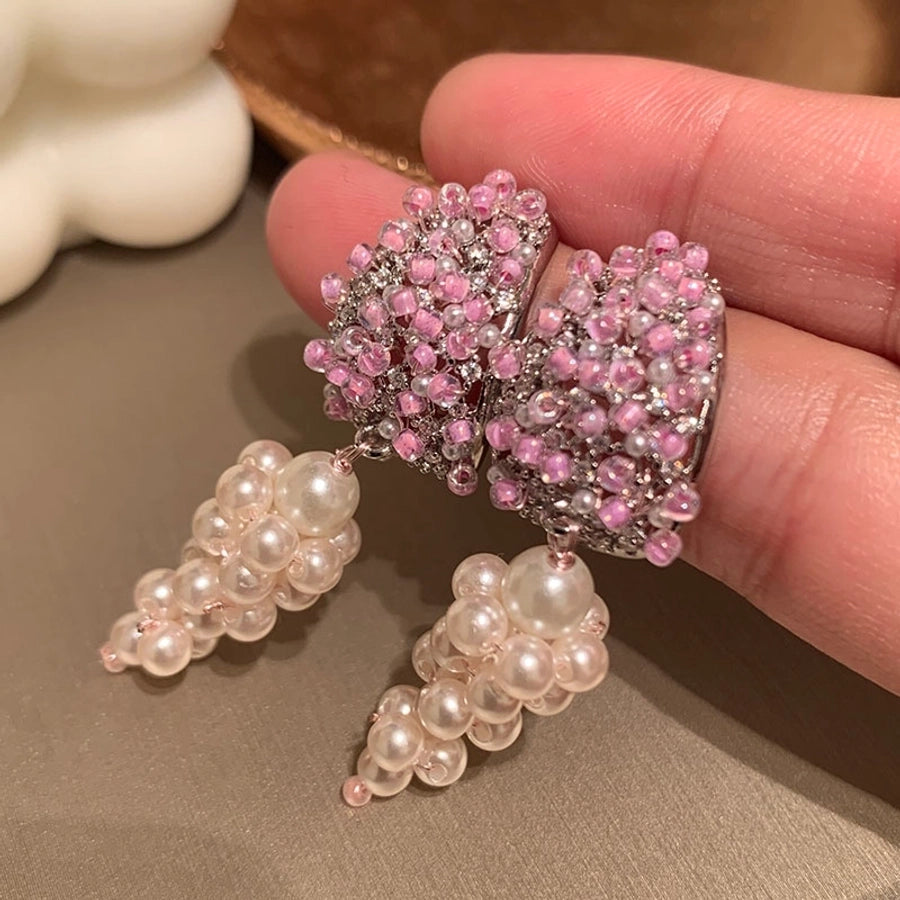 1 Pair Elegant Streetwear Geometric Plating Synthetics Metal Copper Zircon 14K Gold Plated Drop Earrings