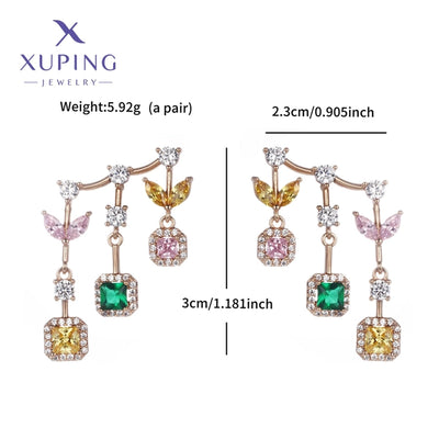 1 Pair Glam Luxurious Geometric Plating Copper Artificial Gemstones 18K Gold Plated Drop Earrings