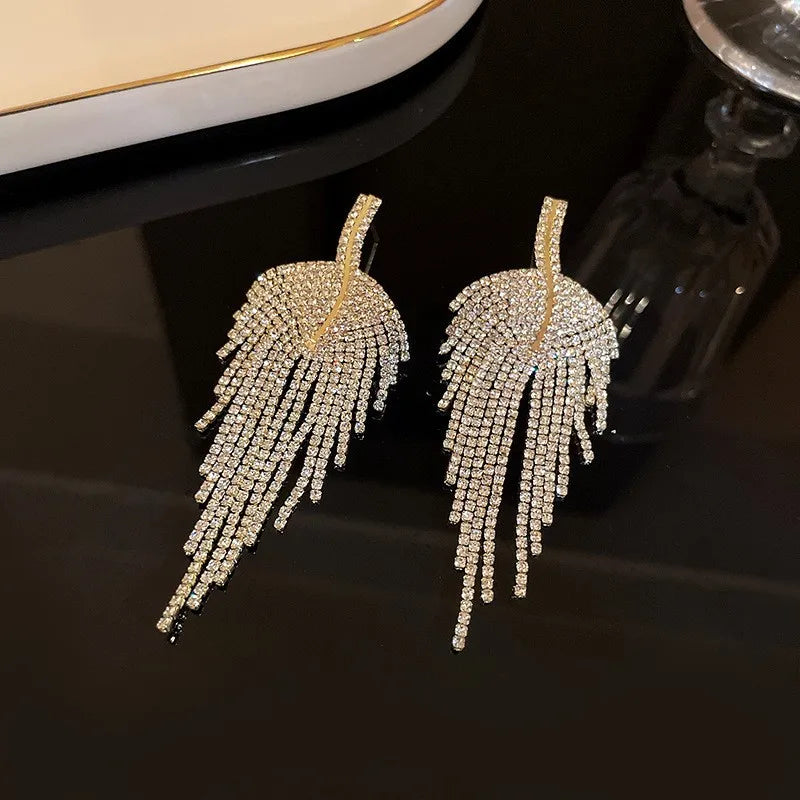 1 pair retro geometric heart shape bow knot alloy rhinestones drop earrings