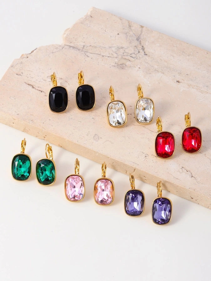 1 Pair IG Style Geometric 304 Stainless Steel Zircon 18K Gold Plated Earrings