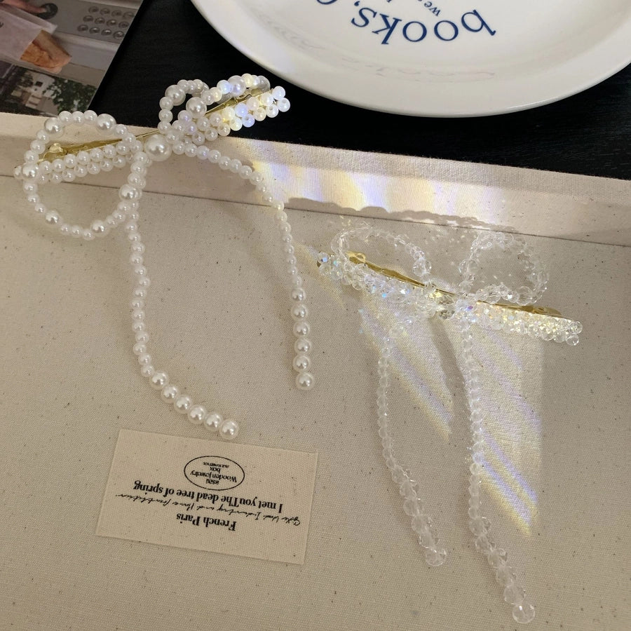 Women's Simple Style Classic Style Bow Knot Alloy Plastic Beaded Hair Clip