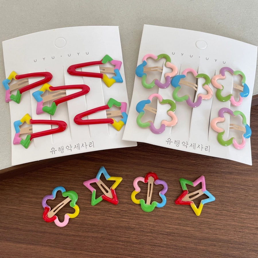 Girl'S Casual Cute Sweet Star Flower Metal Star Flowers Hair Clip