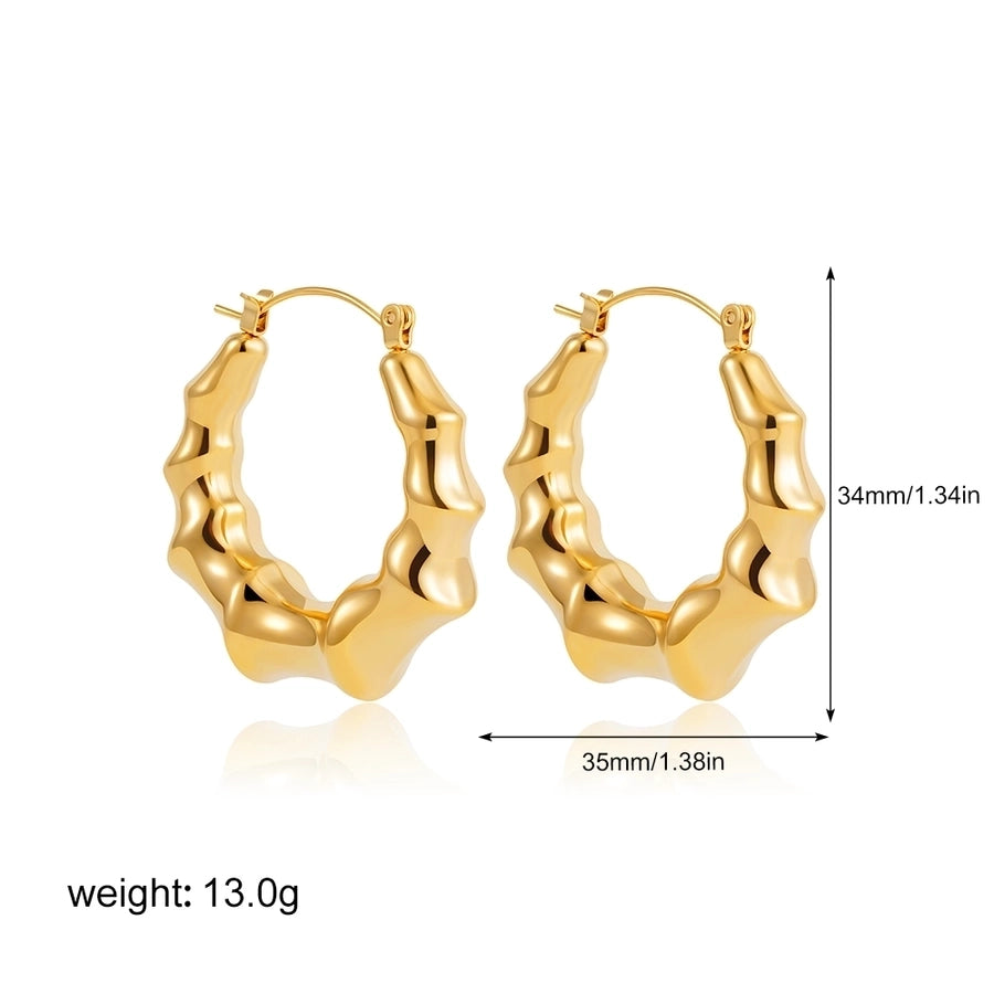 1 Pair Classical Bamboo Joint 304 Stainless Steel Hoop Earrings