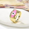 Copper Plating 18K Color Retaining Glossy Dripping Oval Eye Wide Open Ring