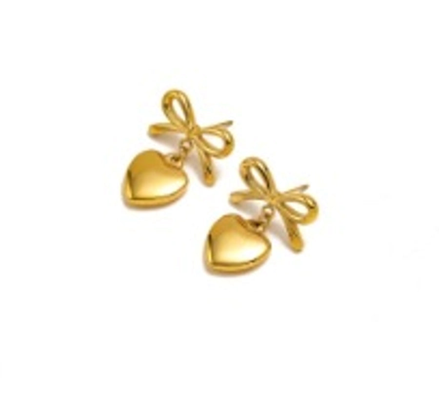 1 Pair Simple Style Bow Knot 304 Stainless Steel 18K Gold Plated Earrings