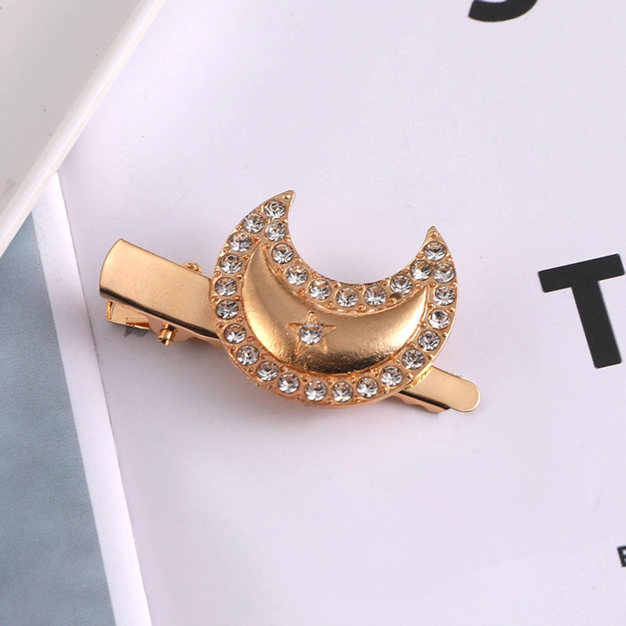 fashion moon butterfly metal handmade inlay artificial pearls artificial diamond hair clip 1 piece