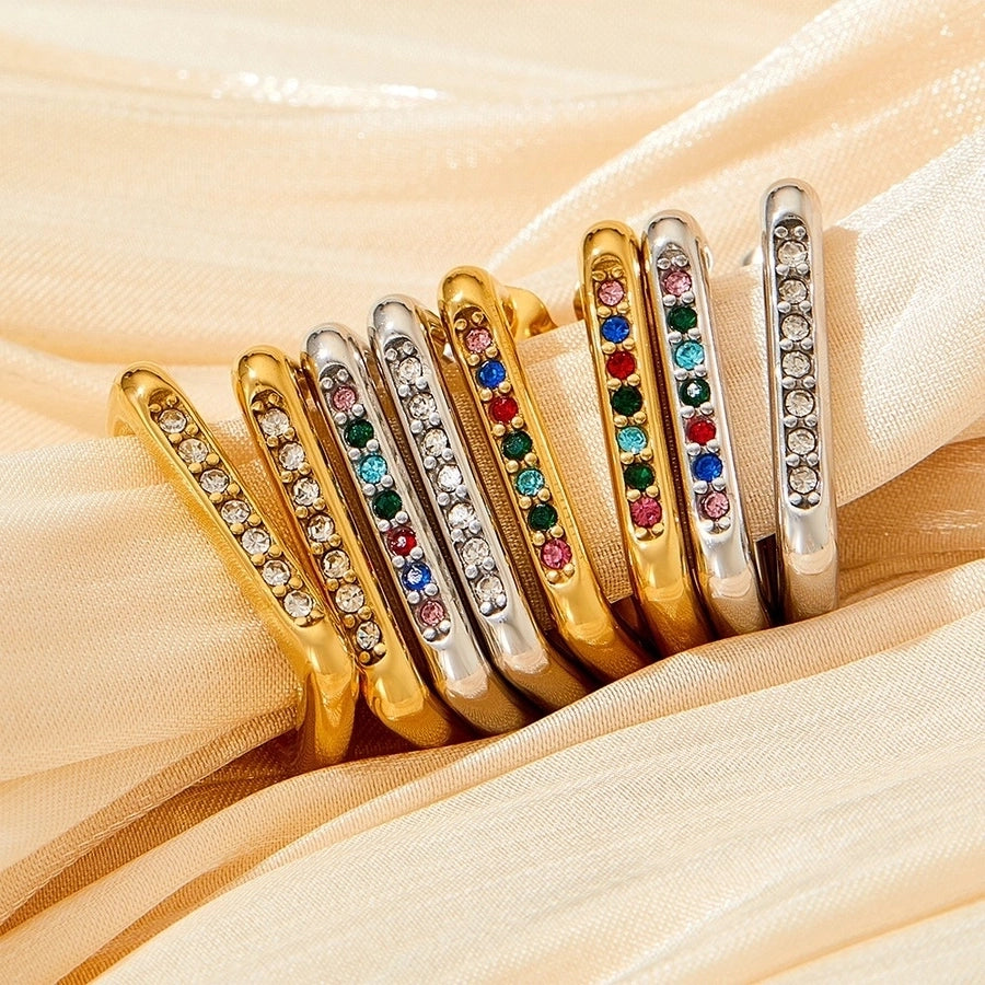 1 Pair Modern Style Artistic Solid Color Plating Inlay 304 Stainless Steel Zircon 16K Gold Plated White Gold Plated Gold Plated Earrings