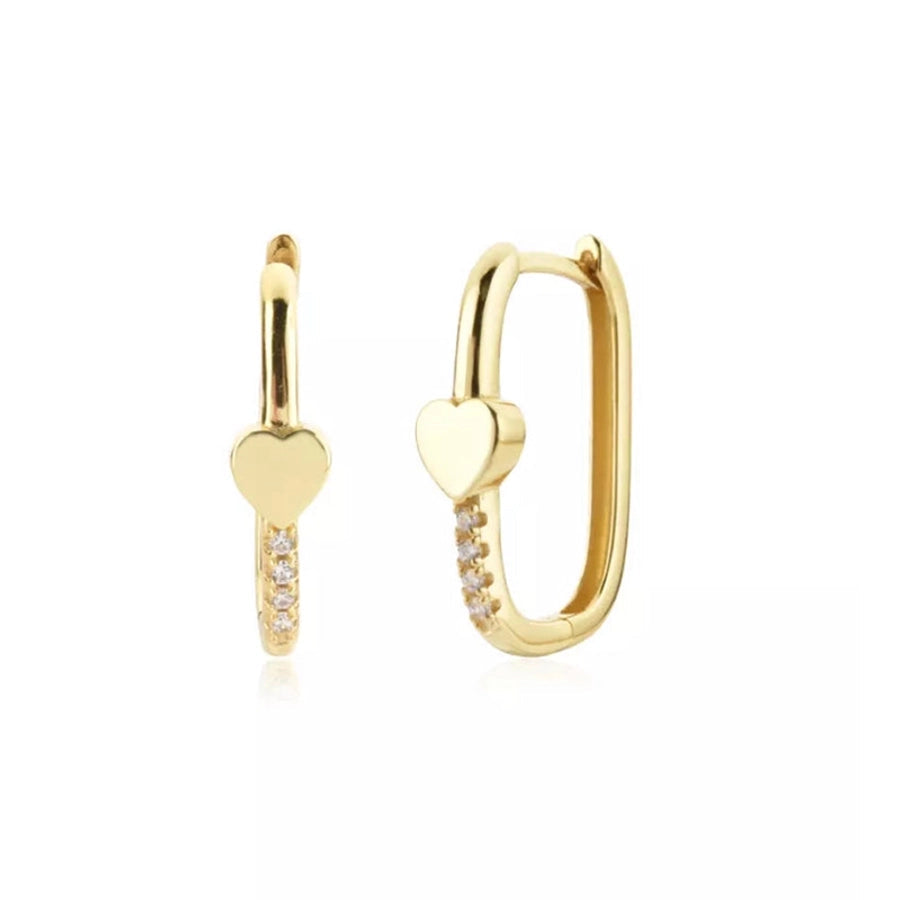 1 Pair IG Style French Style Geometric Copper Zircon 24K Gold Plated Hoop Earrings Ear Cuffs