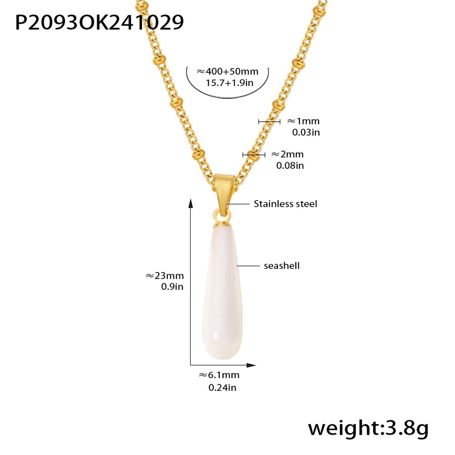 Jewelry Elegant Luxurious Vacation Water Droplets 304 Stainless Steel Shell 18K Gold Plated Pendant Necklace