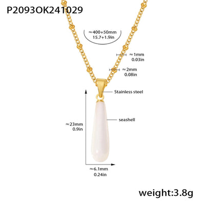 Jewelry Elegant Luxurious Vacation Water Droplets 304 Stainless Steel Shell 18K Gold Plated Pendant Necklace