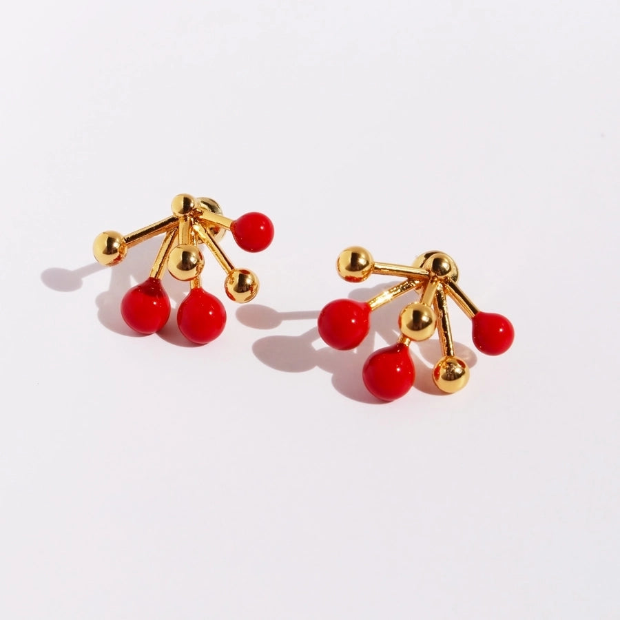 1 Pair Princess Cute Sweet Geometric Brass 24K Gold Plated Ear Studs