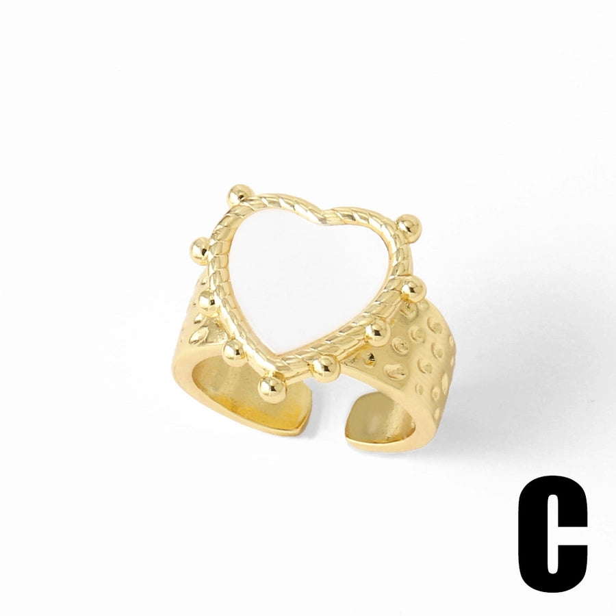 Copper 18K Gold Plated Plating Heart Shape Open Rings