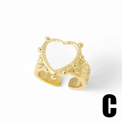 Copper 18K Gold Plated Plating Heart Shape Open Rings
