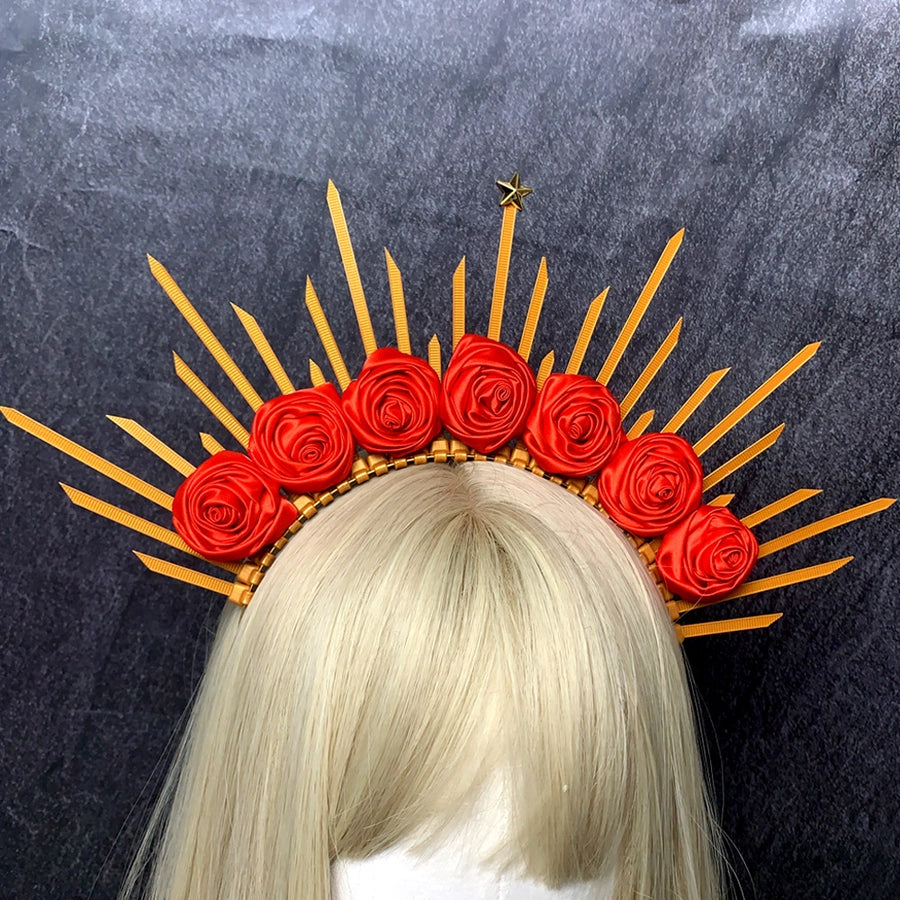 retro star crown flower plastic resin hair band