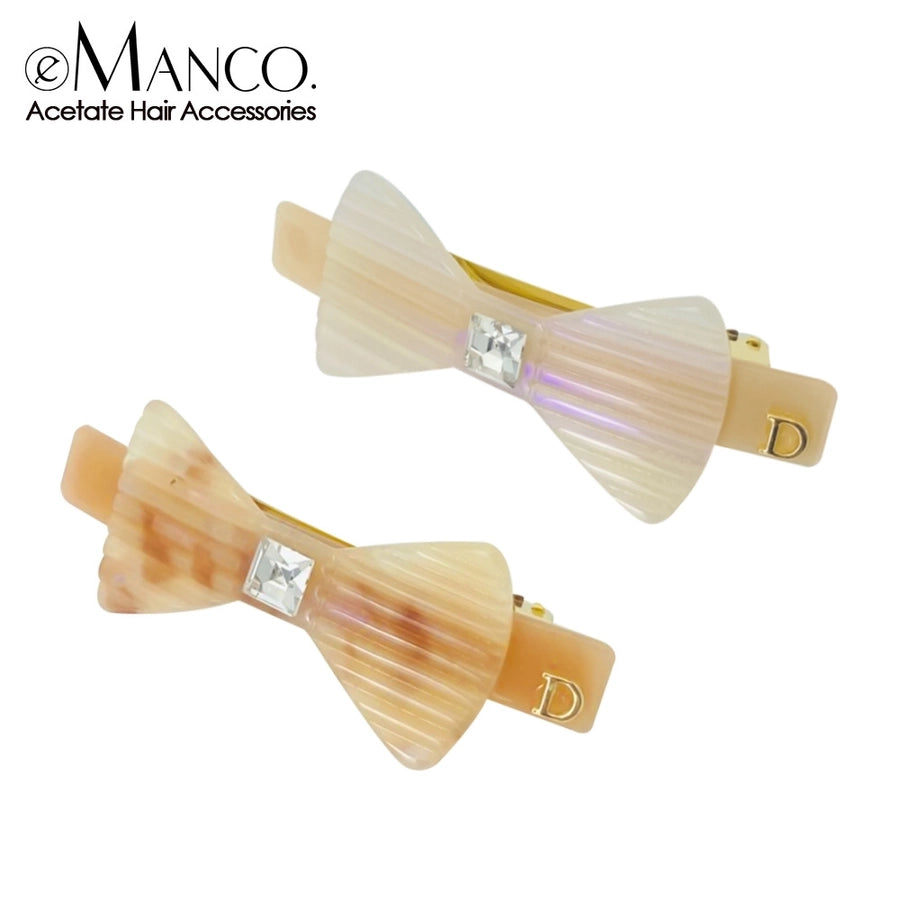 Women's Sweet Bow Knot Acetic acid sheets Inlay Artificial Diamond Hair Clip