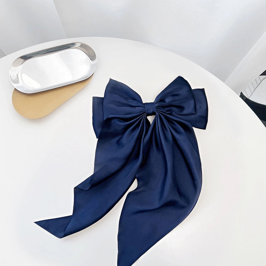 retro simple style solid color bow knot cloth hair clip