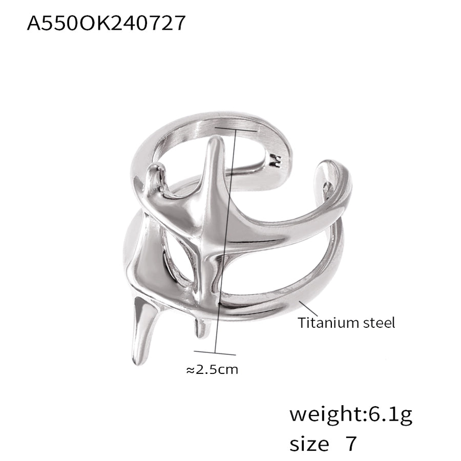 Jewelry Casual Elegant Modern Style Star Titanium Steel 18K Gold Plated Plating Open Rings