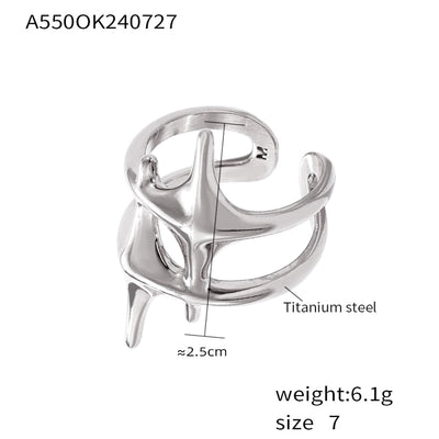 Jewelry Casual Elegant Modern Style Star Titanium Steel 18K Gold Plated Plating Open Rings