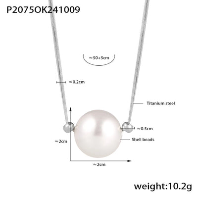 Elegant Luxurious Baroque Style Geometric 18K Gold Plated Imitation Pearl Titanium Steel  Pendant Necklace