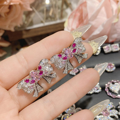 1 Pair Elegant Star Heart Shape Inlay Copper Artificial Gemstones Ear Studs