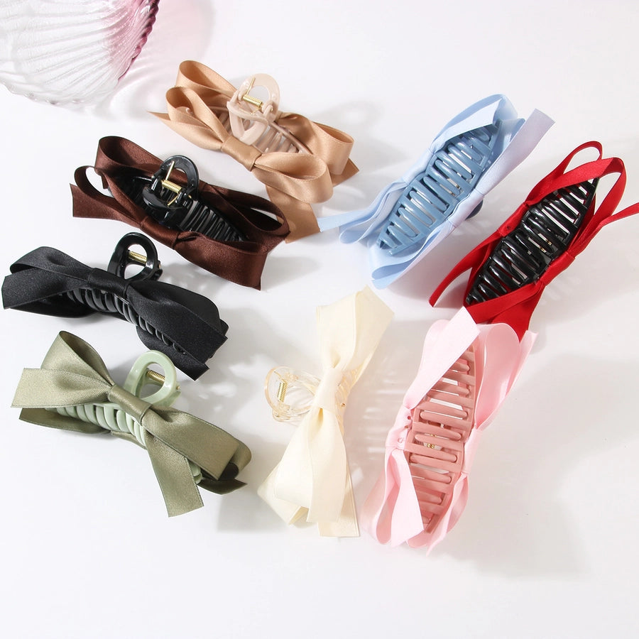 Women's Sweet Simple Style Bow Knot Plastic Hair Clip