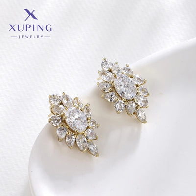 Copper 18K Gold Plated Plating Flower Artificial Gemstones Jewelry Set