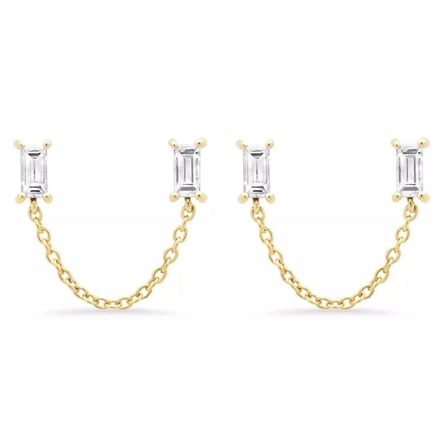 1 Pair Casual Elegant Geometric Copper Zircon 24K Gold Plated Drop Earrings