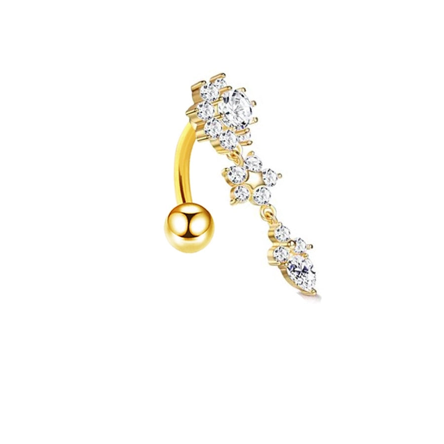 1 Piece Belly Rings Simple Style Shiny Round Heart Shape Bow Knot 316L Stainless Steel  Inlay Zircon