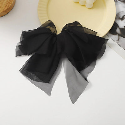 simple style bow knot polyester patchwork hair clip