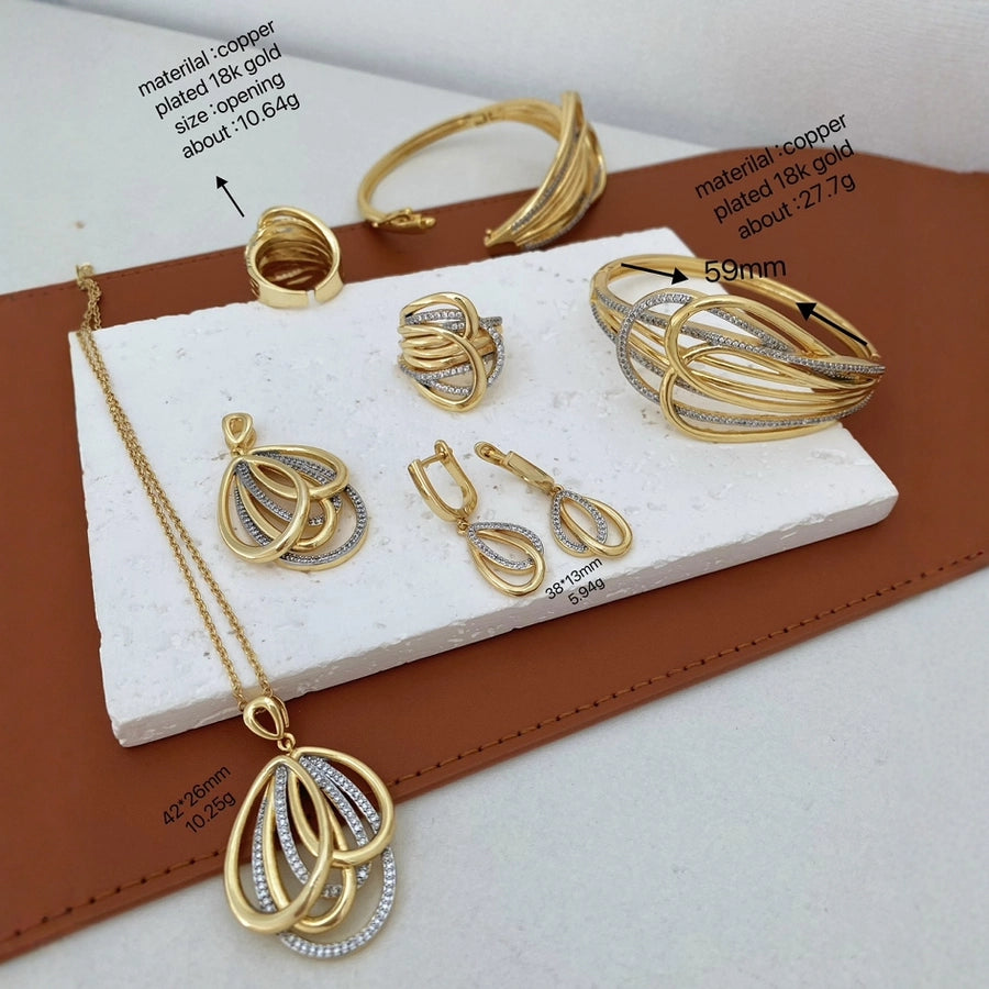 Jewelry Vintage Style Classic Style Geometric Copper Zircon Rings Earrings Necklace