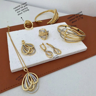 Jewelry Vintage Style Classic Style Geometric Copper Zircon Rings Earrings Necklace