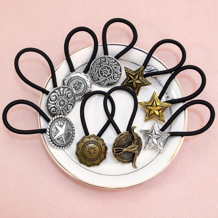 Women's Ethnic Style Color Block Cloth Metal Hair Tie