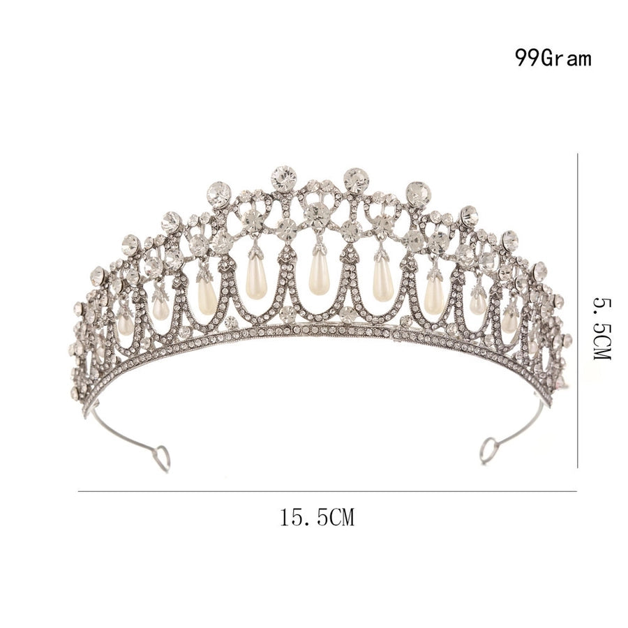 Baroque Queen  Large Crown Pearl Rhinestone Hair Accessories Bride Crown European Style Wedding Princess Crown Headwear