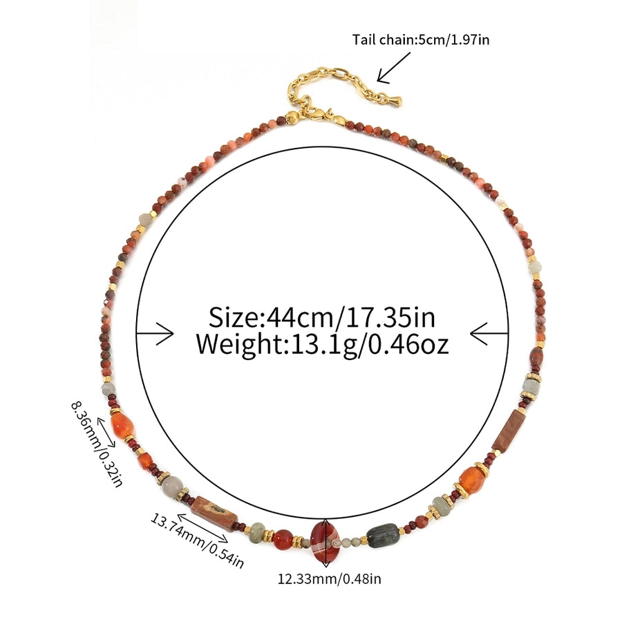 Casual Cute Commute Irregular 304 Stainless Steel natural stone Beaded Chain Necklace In Bulk